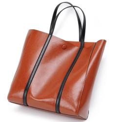Leisure Fashion Designer Large Capacity Vintage Oil Wax Genuine Leather Ladies Shoulder Tote Bag Women Purses And Handbags