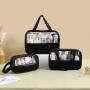 KBW446 New Transparent Handheld Cosmetic Toiletry Bag Fashion Waterproof Large-capacity Storage Bag Pvc Stitching Cosmetic Bag