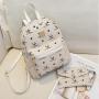 Factory Wholesale 2 pcs women's pu leather printed backpack small bags for women Korean student backpacks
