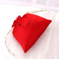 Wholesale Custom Logo Printing Red Satin Hair Bundle Extension Packaging Bag Luxury Soft Drawstring Gift Underwear Silk Pouch