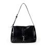 Classic Black Square Bag Large Capacity Soft PU Leather Shoulder Bag Metal Lock Closure Flap Women's Messenger Bag