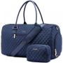 LOVEVOOK Quilted Canvas Weekender Duffle Carry Bags Overnight Travel Handbag Shoulder Tote Bag Trolley Handle Luggage Duffel Bag