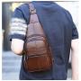 ZWY187 Men Genuine Leather Business Chest Bag Daily Casual Travel Crossbody Bag Lightweight Waterproof New Cell Phone Chest Bag