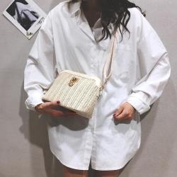 Summer New Small Bag Women's 2024 New Trendy Korean Crossbody Bag Single Shoulder Shell Grass Woven Simple Messenger Bag Women