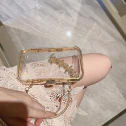 Fashionable transparent acrylic box small square bag flower banquet handbag