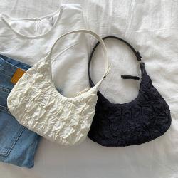Wedding Chic nylon pleated woman bags shoulder bag PU straps ladies fashion handbags meniscus designer hand bags