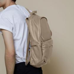 Custom Classic National Beige Leather Laptop School College Bookbag For Student Rucksack Multi function Backpack Bag Men