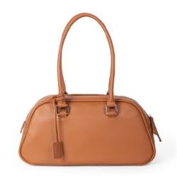 Customized LOGO Autumn new PU leather Boston bag high-end pebbled large-capacity handbag retro brown tote bag