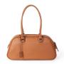 Customized LOGO Autumn new PU leather Boston bag high-end pebbled large-capacity handbag retro brown tote bag