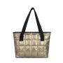 Woman ladies sports metallic puffer tote bag travel weekend overnight puffy bags big quilted shoulder tote bag