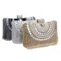 New Fashion Woman Evening Handbag Soft Handle Diamond Smash Tassel Dinner Bag Mental Synthetic Leather Elegent Dress Pillow Bag
