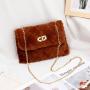 Pure Color Shoulder Crossbody Bag Metal Chain Women's Shoulder Bags Plush Bags Women Handbags Shoulder JY220827