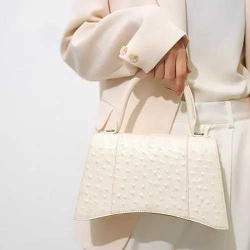 Wholesale Unique Shape Women Handbags Luxury Leather Ostrich Pattern Ladies Oem Purses And Handbags