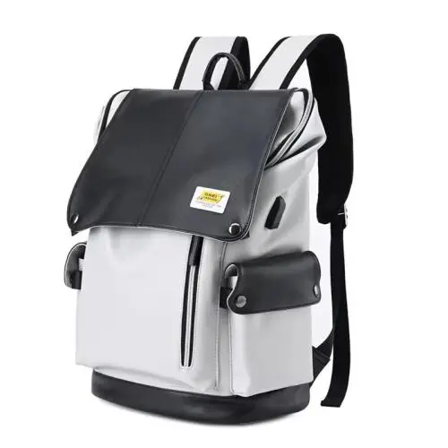 ZR914 Men's Backpack High Quality Student PU Leather Laptop Bag USB Charging Waterproof Custom Logo Travel Women's Backpack