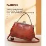 New Arrival Wholesale Kiss Lock Hollow Oil Wax PU Leather Handbags For Women Luxury Women Shoulder Handbag