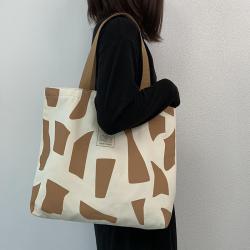 ZR708 Women Canvas Cloth Tote Shopping Bag Fashion Ladies Casual Shoulder Bags Cute Graffiti Simple Versatile Women's Bag