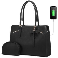 LOVEVOOK Laptop Tote Bags Large PU Crossbody Work shoulder Bags 15.6inch Computer bags 2pcs Briefcase women Handbags and Purse