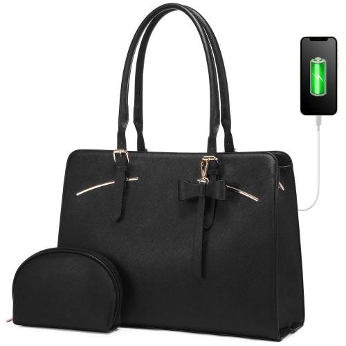 LOVEVOOK Laptop Tote Bags Large PU Crossbody Work shoulder Bags 15.6inch Computer bags 2pcs Briefcase women Handbags and Purse