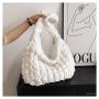 Korean Women's New Folded Cloud Bag Large Capacity Cotton Underarm One Shoulder Handheld Dumpling Bag Portable with Single Strap