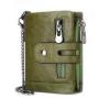 Hot Sale Cowhide Mini Genuine Leather Trifold Wallets For Men RFID Blocking Luxury Custom Zipper Mens Slim Wallet With Chain