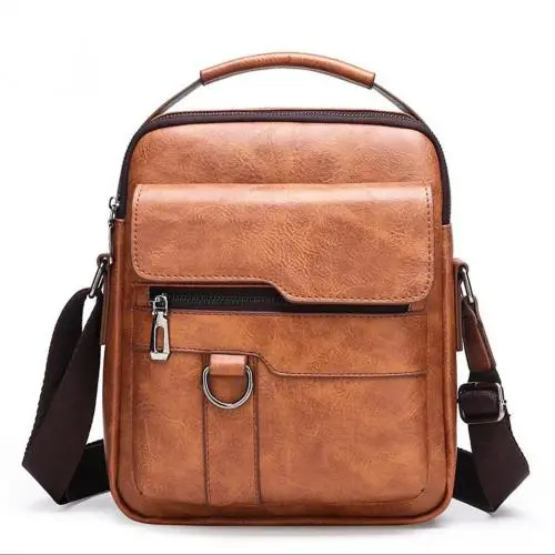 XL005 Best-selling Vintage Men's Shoulder Bag Daily Life Multi-layer Large Capacity Handbag Wear-resistant Durable Leather Bag