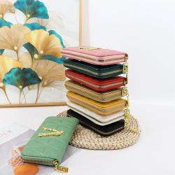Fashion clutch bags long zipper cell phone clutch purse embroidery card wallet women designer long zipper ladies wallet  20 cm
