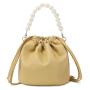 2024 Pearl Handheld Cloud Bag Versatile Lady's Crossbody Fresh Water Bucket Bag Fashionable Women's Shoulder Bag Handmade