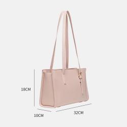 Custom Pu Vegan Leather Rectangular Tote Bag With Pocket And Zipper Simple Cardholder Women Shoulder Bags