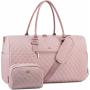 JFFD Quilted Travel Luggage Duffle Bag with Toiletry purse Carry on Overnight Bag with Shoe Compartment Weekender Bag for Women