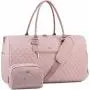 JFFD Quilted Travel Luggage Duffle Bag with Toiletry purse Carry on Overnight Bag with Shoe Compartment Weekender Bag for Women