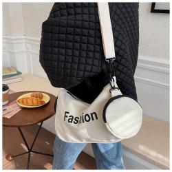 HR274 New Fashion Letter Simple Canvas Crossbody Square Bag INS Small Messenger Bag Coin Holder Decoration Sling Sports Bag