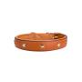 Leather Dog Collar Genuine Plain Leather Alloy Hardware Double D-Ring Decorative Medium Large Dog Collar