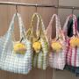 Large Capacity Korean Version Folds Cloud Puff Bag Women'S New Single Shoulder Underarm Bag Hand Canvas Shopping Bag
