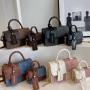 Spliced Contrasting Color Small Square Bag For Women's 2024 New Texture Minimalist Crossbody Bag Fashionable Shoulder Bag