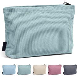 Custom Logo Zipper Makeup Bag Corduroy Cosmetic Organizer Toiletry Bag Travel Portable Make Up Wash Bag