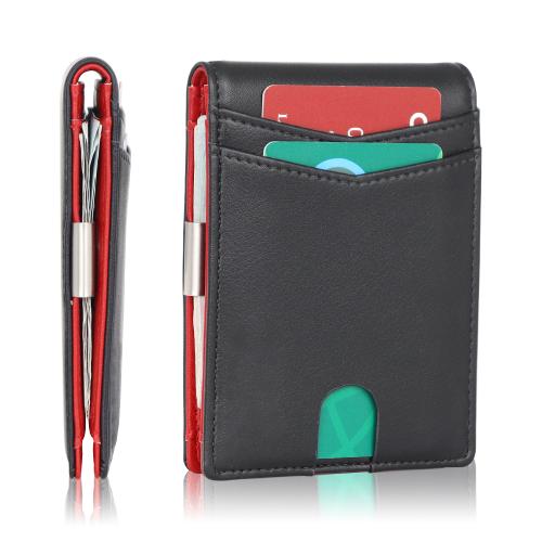 Leather Money Clip Wallet RFID Blocking Mini Bifold Men's Wallet Slim Minimalist RFID Blocking Pu Wallets