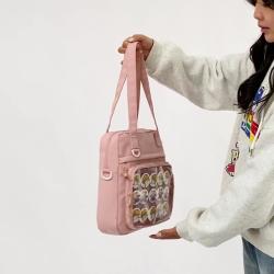 Custom Tote bag canvas PVC transparent window pain bag women's bag portable zipper shoulder niche design plus logo