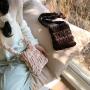 New autumn plush soft shoulder bag light pink mini lipstick bag pleated smooth crossbody bag