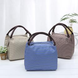 Insulated Lunch Bag Thermal Stripe Tote Cooler Picnic Food Small Lunch Bag For Women