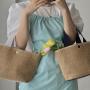 ZR435 Women Woven Bag Carrying New Seaside Summer Beach Vacation Versatile Retro Handbag Girl Bag Woolen Cloth Shopping Bag