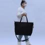 Keymay Popular Personalized Chenille Letter Patches Medium Large Waterproof Travel Bag Black Handbag High Quality Tote Bag