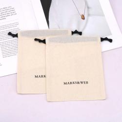 Reusable Natural Cotton Packing Bag For Snack Custom Logo Printing Eco-friendly Gift Candy Storage Dust Muslin Pouch