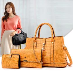 3 Piece Set Bag Fashion PU Leather Ladies Women Shoulder Handbag Design Chains Crossbody Stylish Handbags for women luxury