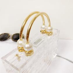 Custom 2024 Pearl metal handle Clear Handle Ladies Acrylic clear Clutch Bag Fashion Women Tote Bag Casual Wedding Evening Bag
