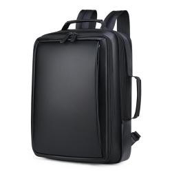 Wholesale Factory Large Capacity Business PU Backpack Expandable Black Computer Bag Waterproof Custom Logo