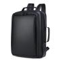 Wholesale Factory Large Capacity Business PU Backpack Expandable Black Computer Bag Waterproof Custom Logo