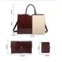 CCF111 Luxury Vintage Ladies Crocodile Pattern Shoulder Bags PU leather 3pc In One Ladies Handbag Set Messenger Bags For Women