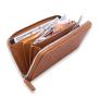 Weaved wallet with logo emboss genuine leather weaved long wallet with men