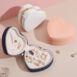 Wholesale Custom Portable Jewelry Box Pu Leather Cute Heart Travel Jewellery Organizerc Case Small Storage Jewelry Box 2024