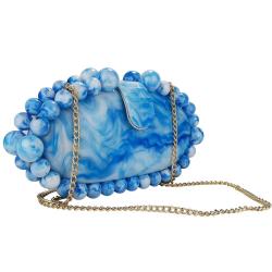 Custom 2024 New Fashion Crossbody Shoulder Bag Purse Handbags Ladies Clutch Bag Women Purses Popular Blue Marbling Acrylic Bags